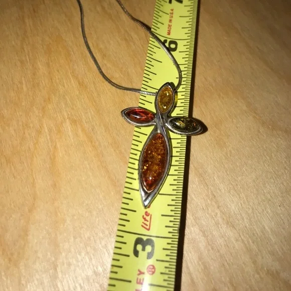 Celtic Cross in Amber and Sterling Silver